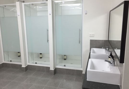 Air Canada employee showers at Toronto Pearson International Airport